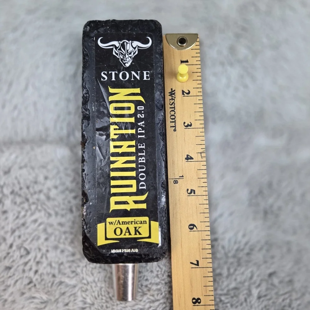 Stone Brewing Ruination‎ Double IPA 2.0 Tap Handle OS Faux Stone Black New